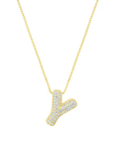 Adornia 14k Gold Plated Pave Bubble Letter Necklace In Gold-y