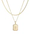 Adornia Gold Pave Tag Pendant And Herringbone Chain Initial Necklace Set