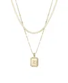 Adornia Gold Pave Tag Pendant And Herringbone Chain Initial Necklace Set