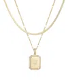 Adornia Gold Pave Tag Pendant And Herringbone Chain Initial Necklace Set