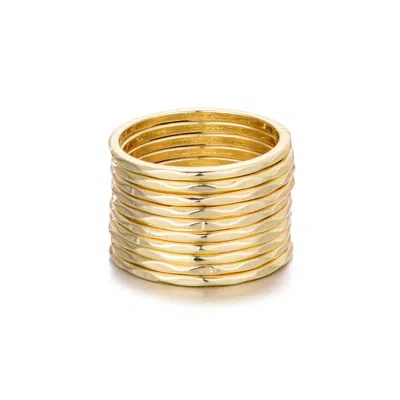 ADORNIA GOLD PLATED 10-RING HAMMERED BAND SET