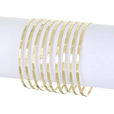 ADORNIA GOLD PLATED 9-PIECE THIN BANGLE SET