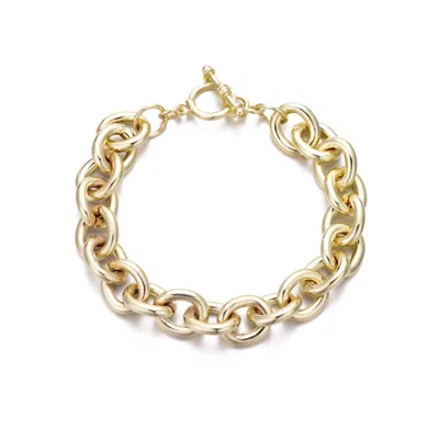 ADORNIA GOLD PLATED CHUNKY OVAL LINK TOGGLE BRACELET