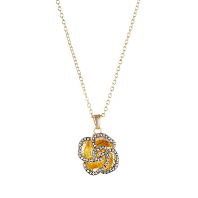 Adornia Gold Plated Crystal Encrusted Flower Pendant Necklace