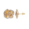 Adornia Gold Plated Crystal Encrusted Flower Stud Earrings In Gold