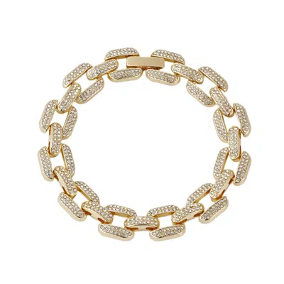 Adornia Gold Plated Crystal Encrusted Link Chain Bracelet