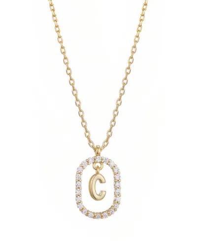 ADORNIA GOLD PLATED CUBIC ZIRCONIA FLOATING LETTER FRAME NECKLACE