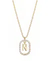 Adornia Gold Plated Cubic Zirconia Floating Letter Frame Necklace In Gold