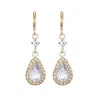 Adornia Gold Plated Pear Crystal Halo Drop Earrings In Gold