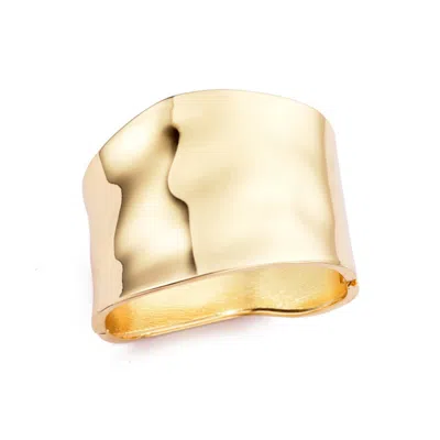 ADORNIA GOLD PLATED TALL HAMMERED BANGLE