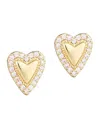 Adornia 14k Gold Plated Puffy Mini Halo Cz Heart Stud Earrings