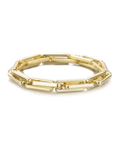 ADORNIA GOLD RECTANGLE PAPERCLIP CHAIN BRACELET