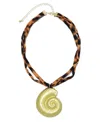 Adornia Plated Shell On Leopard Print Adjustable Necklace In Brown