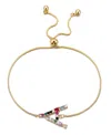 Adornia Gold Stone Multi Color Initial Bolo Bracelet