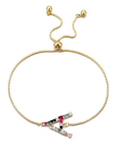 Adornia Gold Stone Multi Color Initial Bolo Bracelet