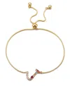 Adornia Gold Stone Multi Color Initial Bolo Bracelet