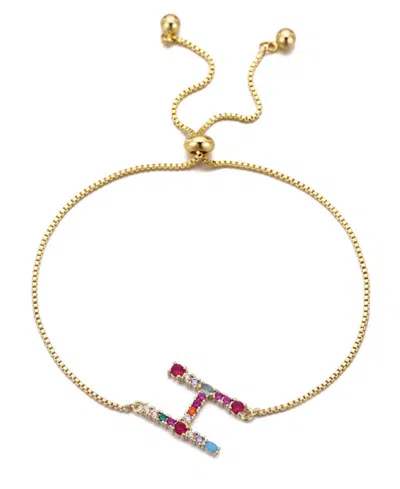 Adornia Gold Stone Multi Color Initial Bolo Bracelet