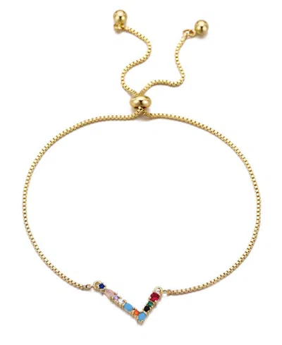 Adornia Gold Stone Multi Color Initial Bolo Bracelet