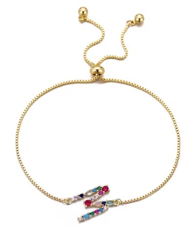 Adornia Gold Stone Multi Color Initial Bolo Bracelet