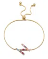 Adornia Gold Stone Multi Color Initial Bolo Bracelet