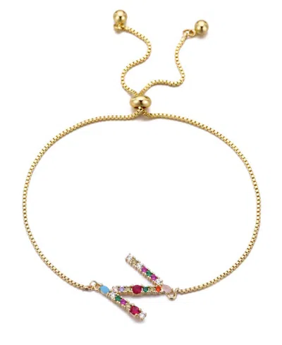 Adornia Gold Stone Multi Color Initial Bolo Bracelet