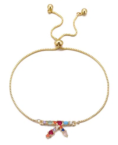 Adornia Gold Stone Multi Color Initial Bolo Bracelet