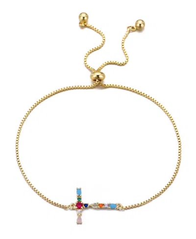 Adornia Gold Stone Multi Color Initial Bolo Bracelet