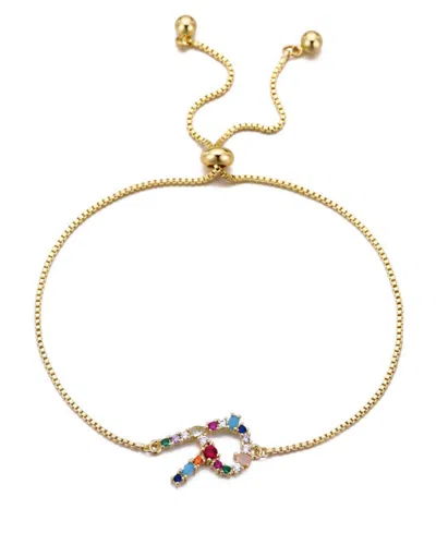 Adornia Gold Stone Multi Color Initial Bolo Bracelet