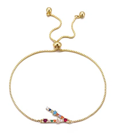 Adornia Gold Stone Multi Color Initial Bolo Bracelet