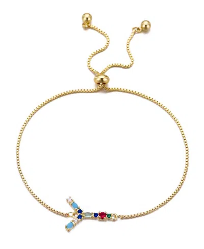 Adornia Gold Stone Multi Color Initial Bolo Bracelet