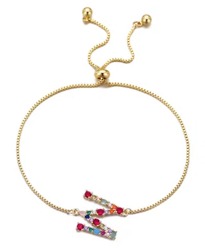 Adornia Gold Stone Multi Color Initial Bolo Bracelet