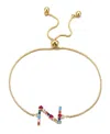 Adornia Gold Stone Multi Color Initial Bolo Bracelet