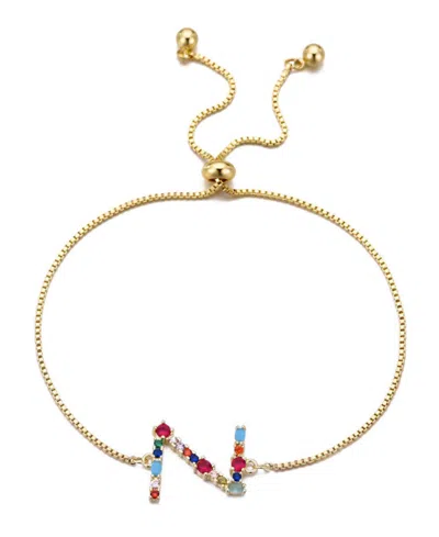 Adornia Gold Stone Multi Color Initial Bolo Bracelet