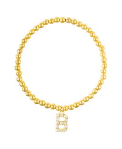 Adornia Gold Stretch Bead Imitation Pearl Letter Bracelet