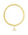 Adornia Faux Pearl Initial Charm Beaded Bracelet In Letter A