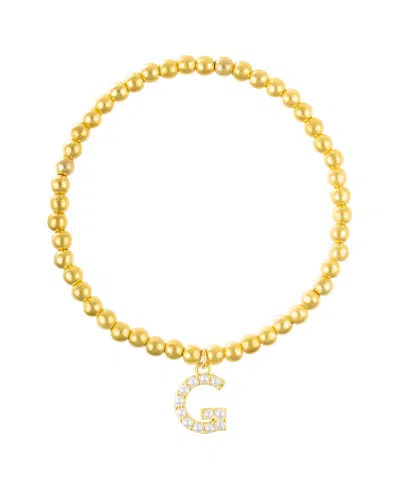 Adornia Gold Stretch Bead Imitation Pearl Letter Bracelet In Letter G