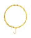 Adornia Gold Stretch Bead Imitation Pearl Letter Bracelet In Letter J