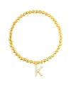 Adornia Gold Stretch Bead Imitation Pearl Letter Bracelet In Letter K