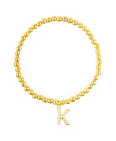 Adornia Gold Stretch Bead Imitation Pearl Letter Bracelet In Letter K