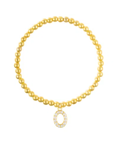 Adornia Gold Stretch Bead Imitation Pearl Letter Bracelet In Letter O