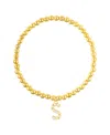 Adornia Faux Pearl Initial Charm Beaded Bracelet In Letter S