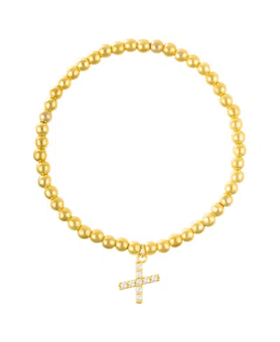 Adornia Gold Stretch Bead Imitation Pearl Letter Bracelet In Letter X