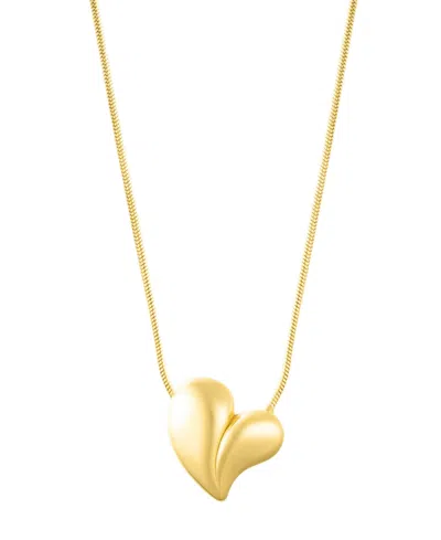 ADORNIA GOLD TARNISH RESISTANT ADJUSTABLE OVERSIZED PUFFY HEART NECKLACE
