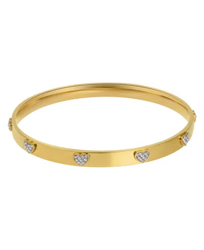 ADORNIA GOLD TARNISH RESISTANT CUBIC ZIRCONIA HEARTS STACKING BANGLE