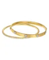 Adornia Gold Tarnish Resistant Cubic Zirconia Hearts Stacking Bangle Set In Gold