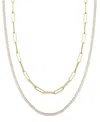 Adornia Paper Clip Chain And Tennis Necklace Set Gold In Gold