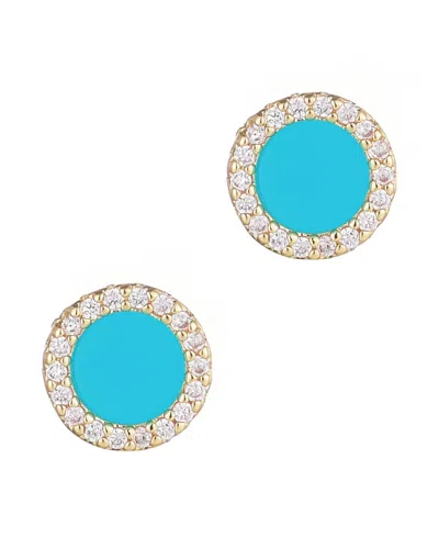 Adornia Gold Turquoise Circle Halo Stud Earrings In Blue