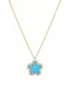 Adornia 14k Gold Plated Turquoise Cz Halo 5-leaf Clover Ne