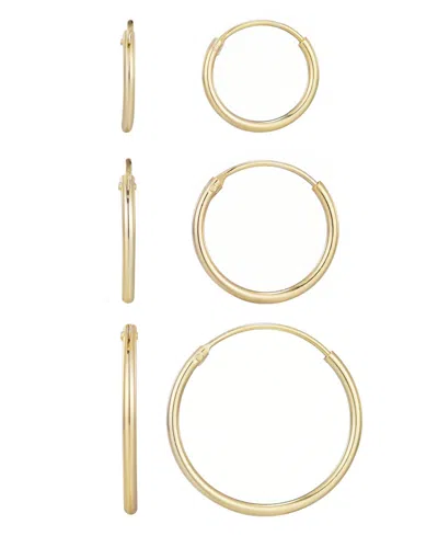 ADORNIA GOLD VERMEIL STERLING SILVER ENDLESS HOOP EARRINGS SET