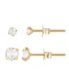 Adornia Gold Vermeil Sterling Silver Solitaire Stud Earrings Set In Gold